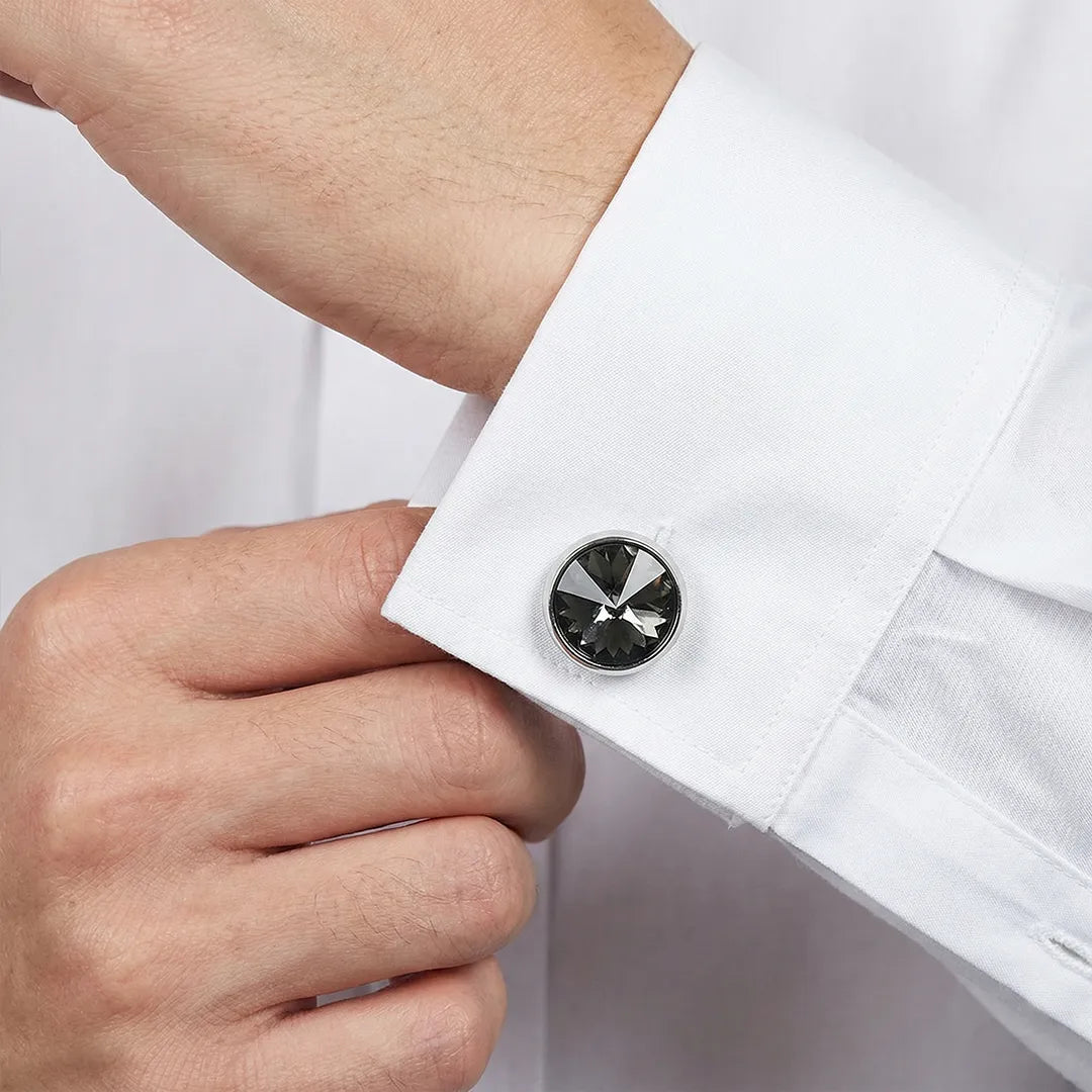 Silver Grey Stone Cufflinks