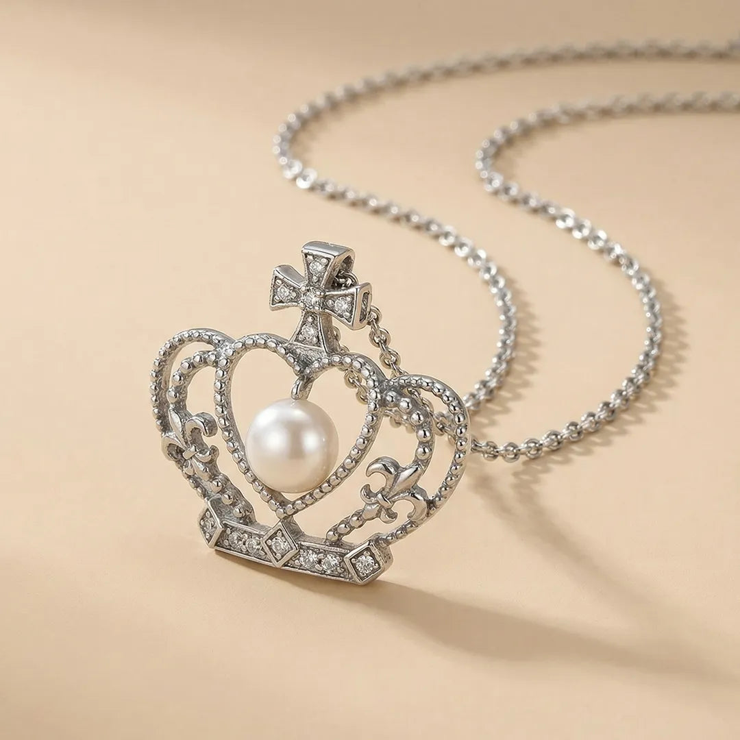 Silver Metallic Crown Necklace