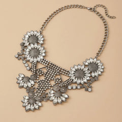 Silver Metallic Floral Necklace