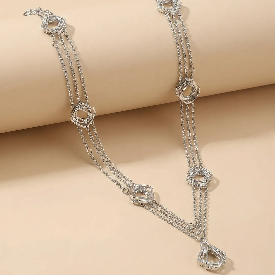 Silver Metallic Necklace - Long