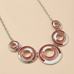 Silver Metallic Red Necklace