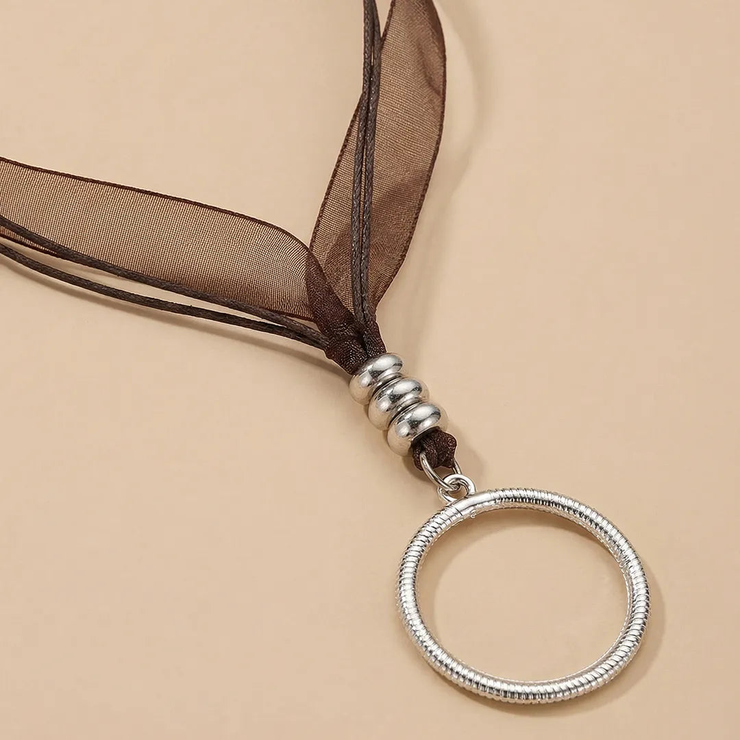 Silver Metallic Ring Necklace