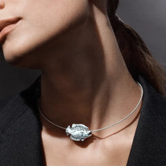 Silver Metellic Fish Choker Necklace