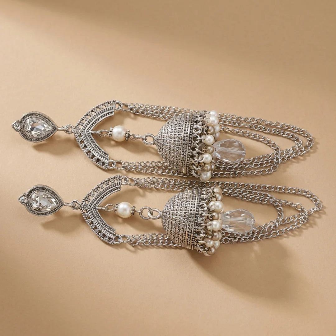 Silver Royal Drop Jhumka Earrings