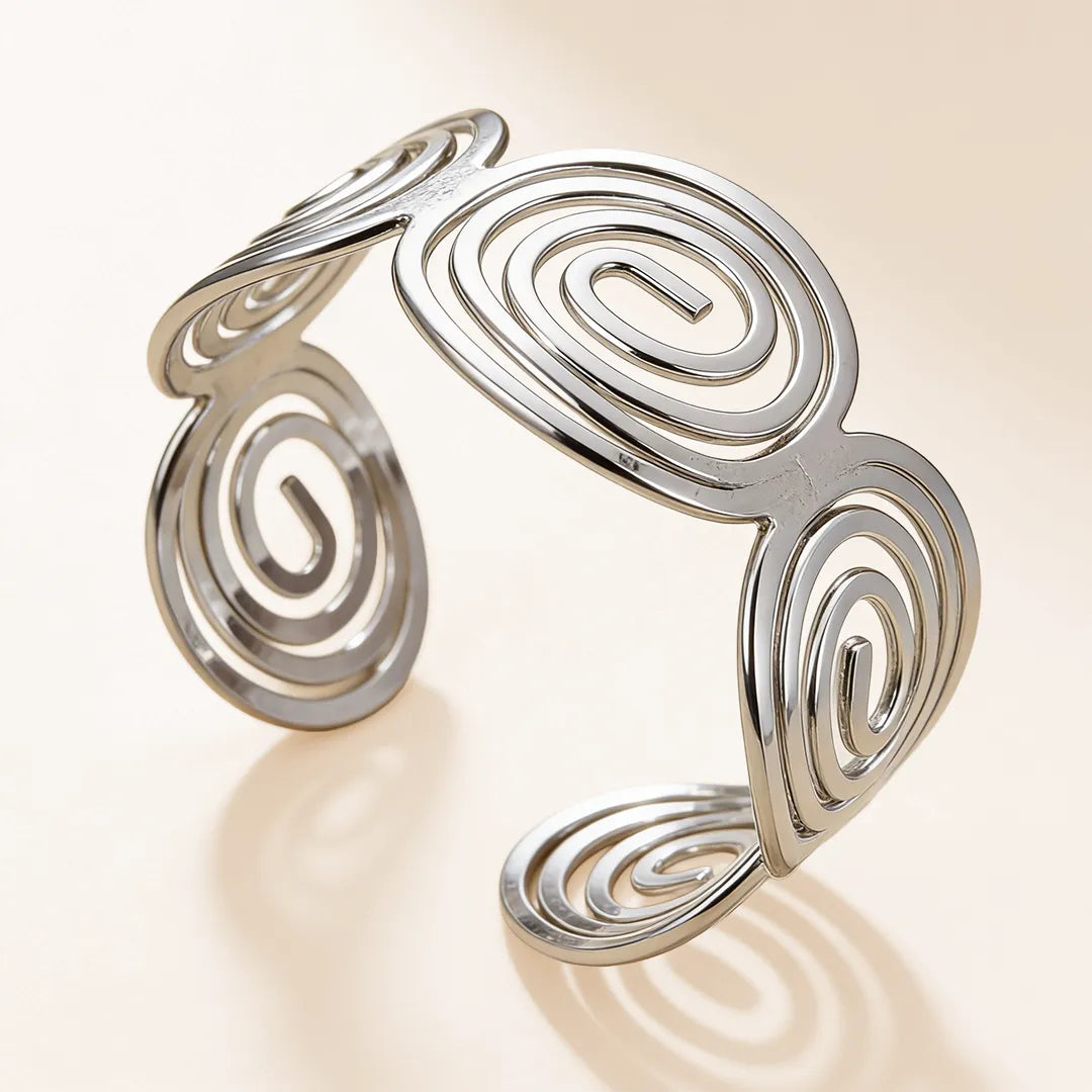 Silver Spiral HandCuff Bracelet