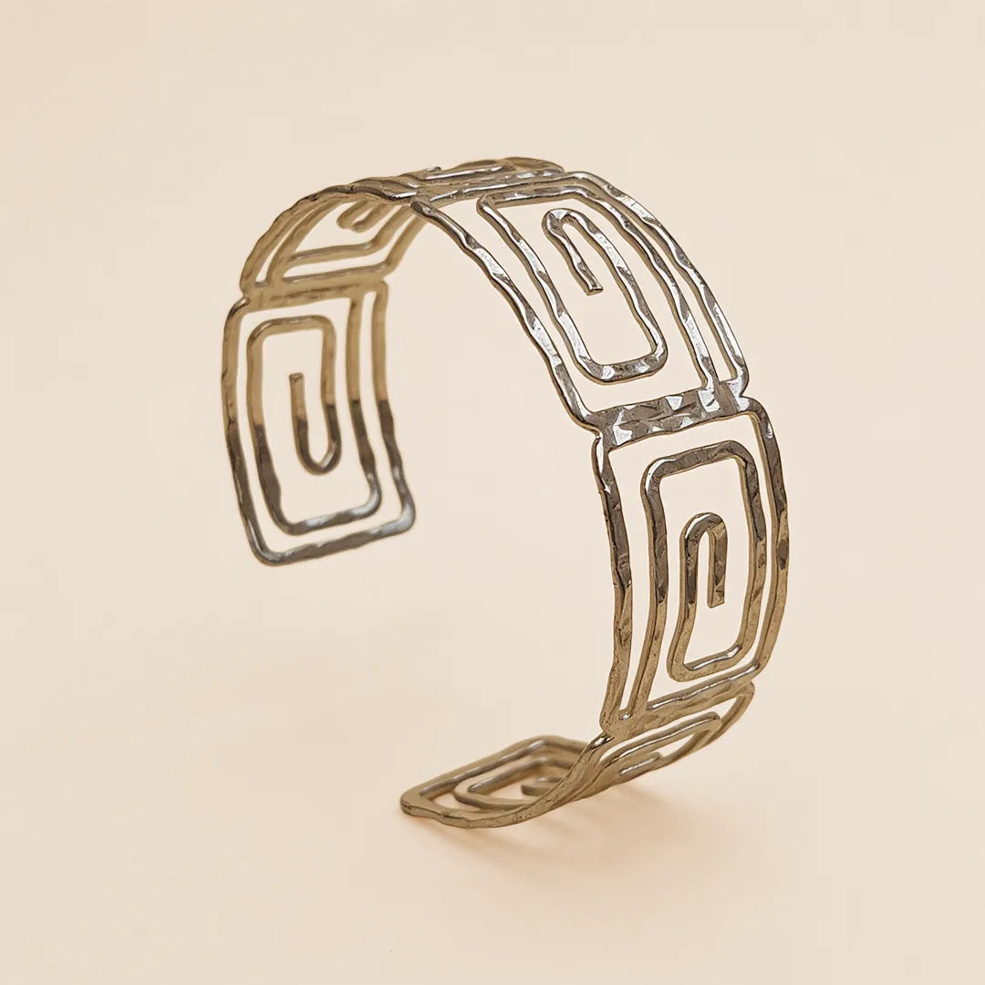 Silver Square HandCuff Bracelet
