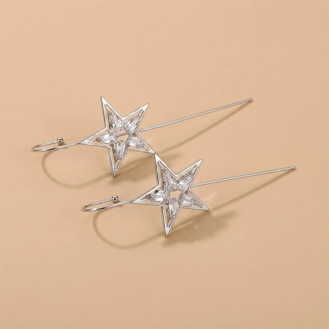 Silver Star Dimond Ear Cuffs