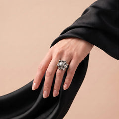 Silver Steel Cosmos Ring - Sizeable