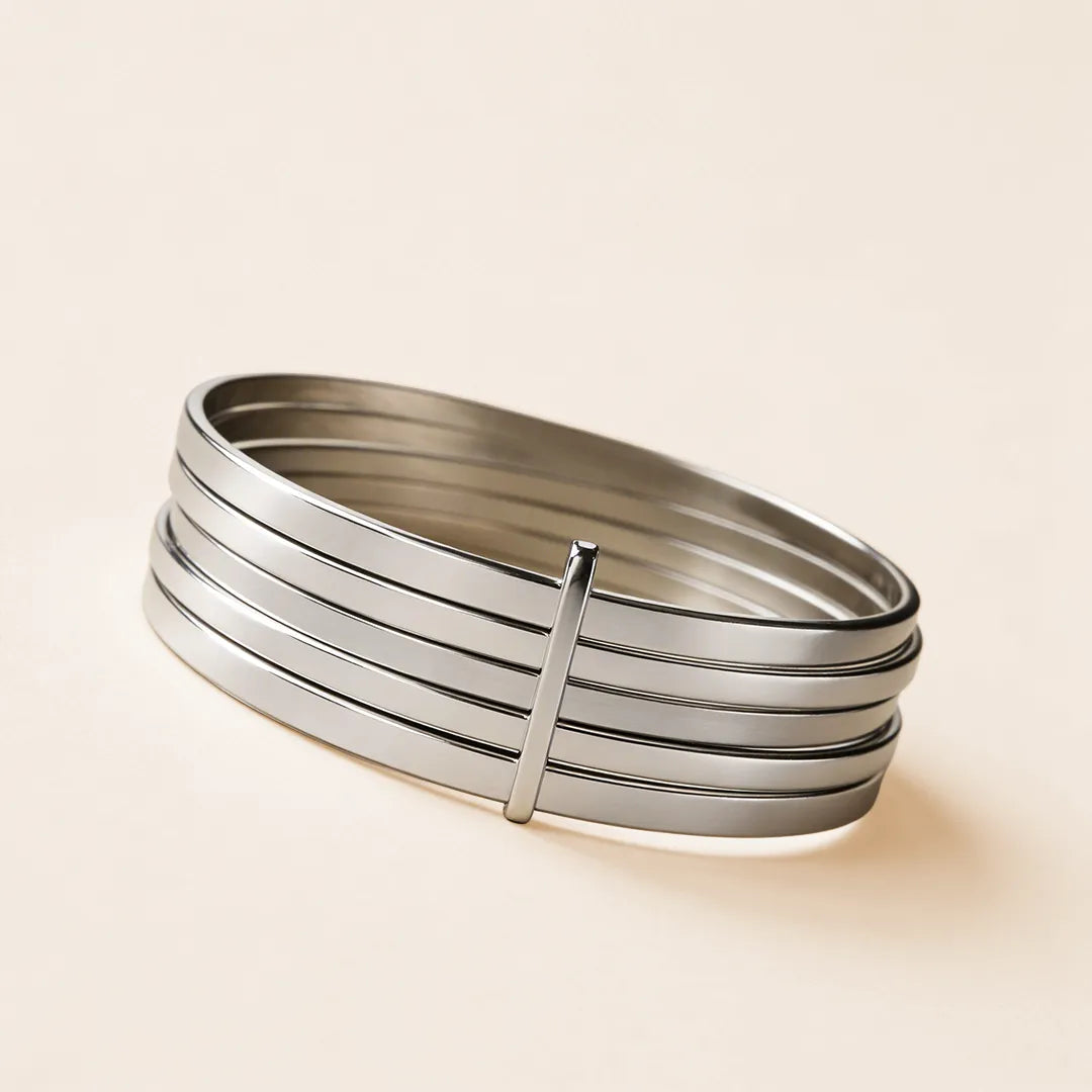 Silver Steel Joint Bangle