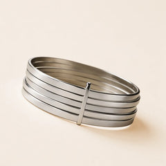 Silver Steel Joint Bangle
