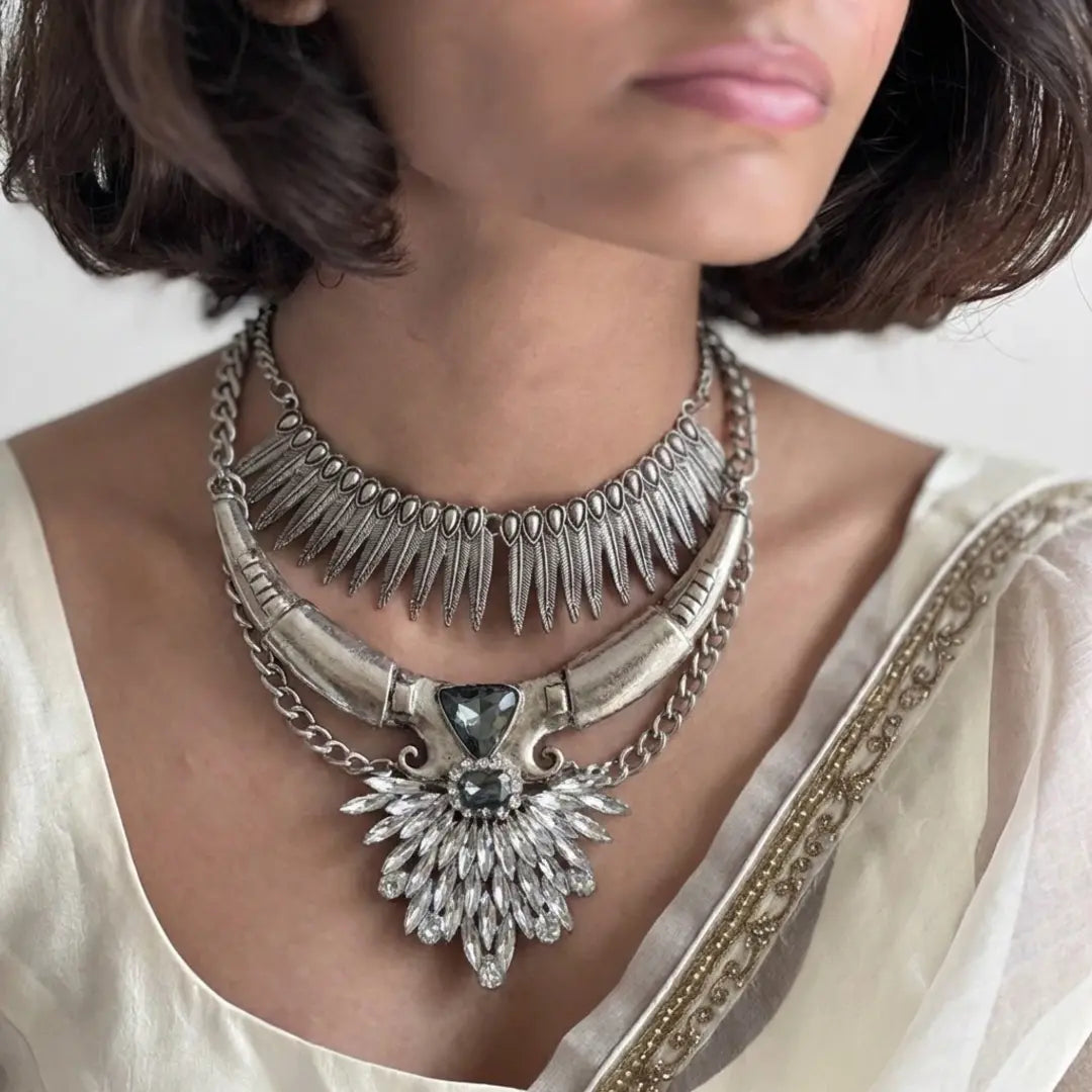 Silver Stone Metallic Necklace