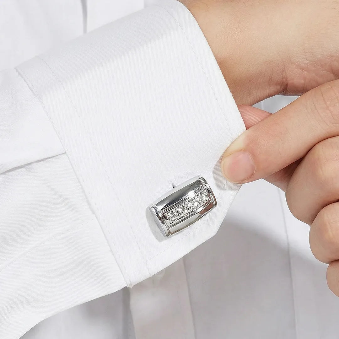 Silver Stone Strip Cufflinks