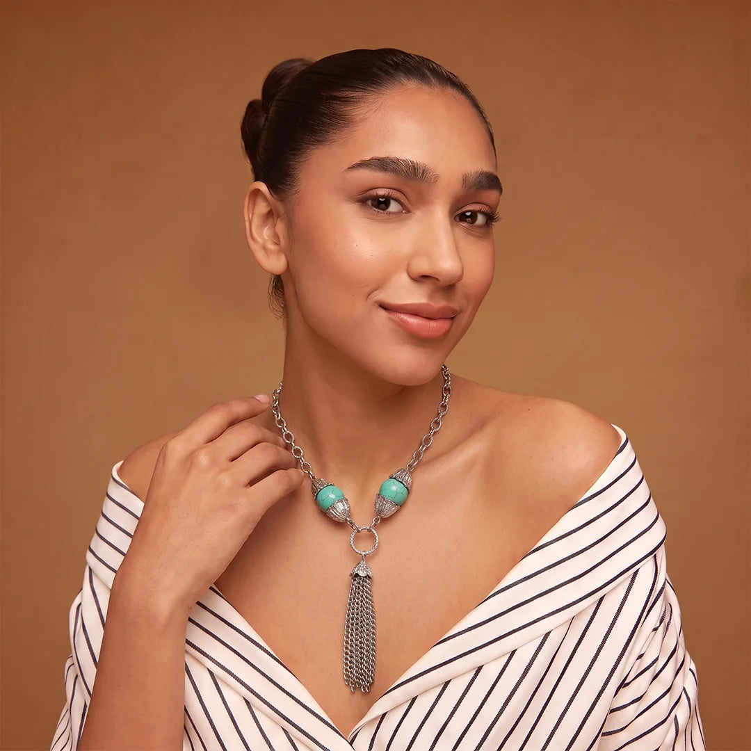 Silver Tussle Necklace - Long Chain