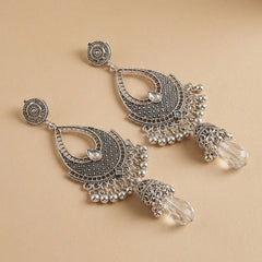 Silver White Jhumka Earrings