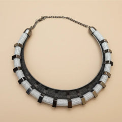 Sliver-Black Metallic Choker Necklace