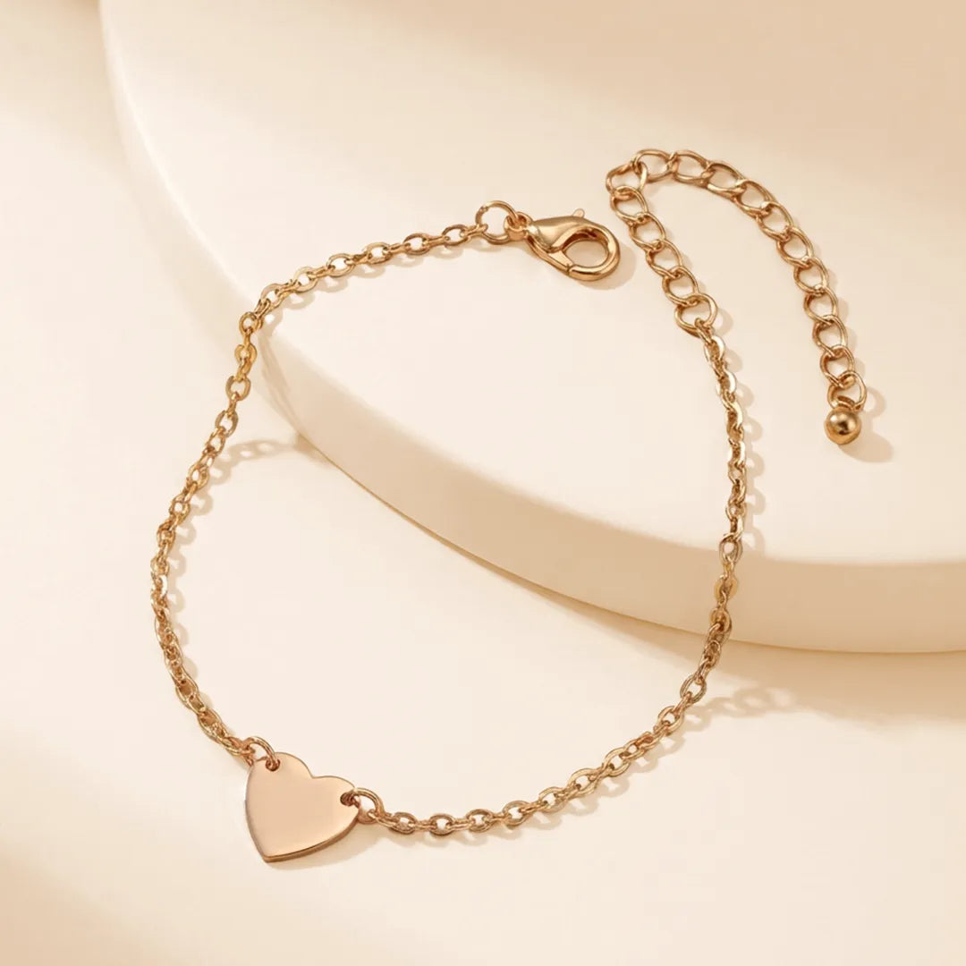 Solid Heart Golden Bracelet - Shein