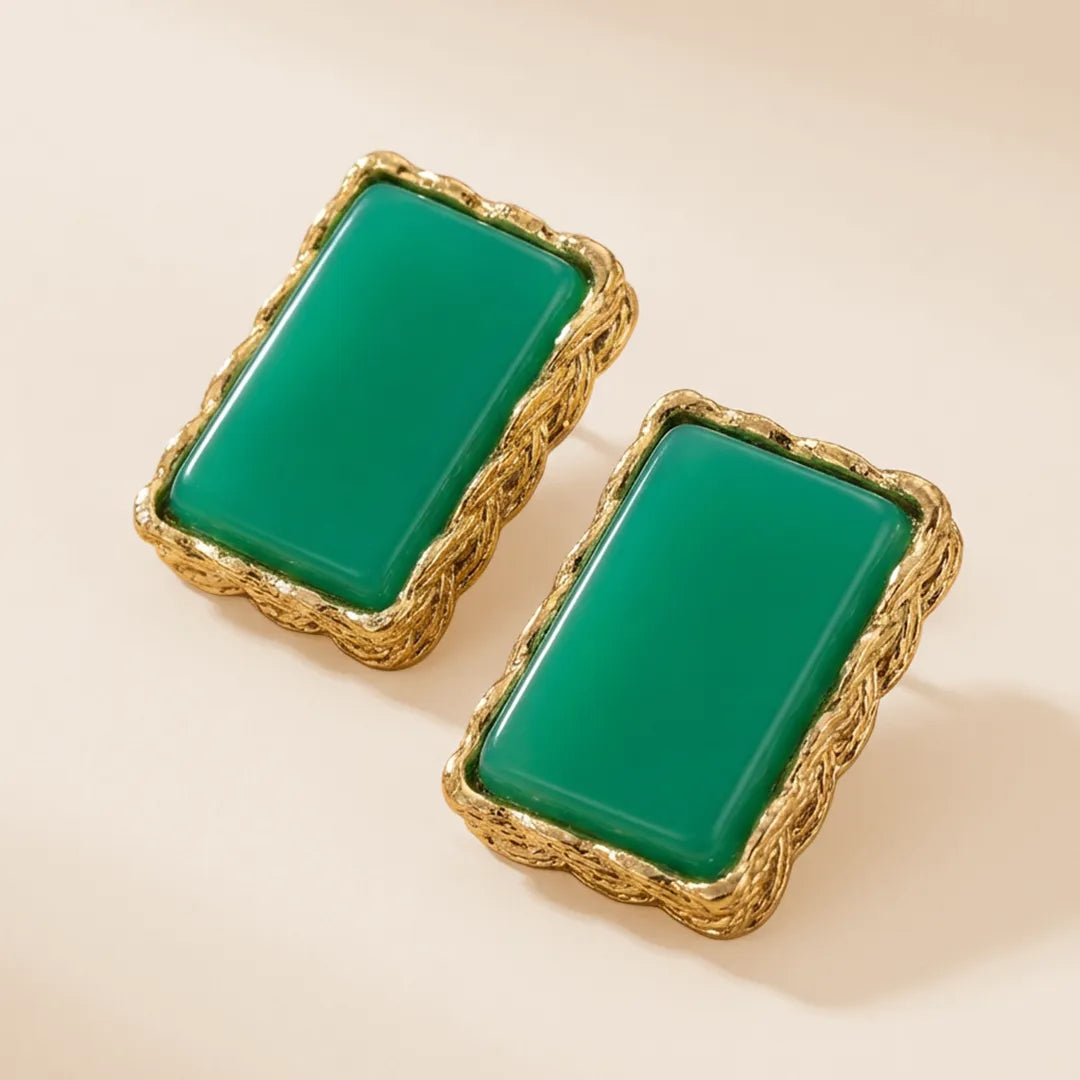 Square Egyptian Earrings - Turquoise Stone