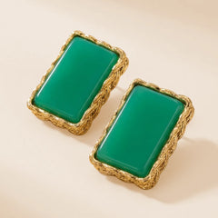 Square Egyptian Earrings - Turquoise Stone