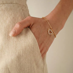 Stone Angel Heart Golden Bracelet - Shein