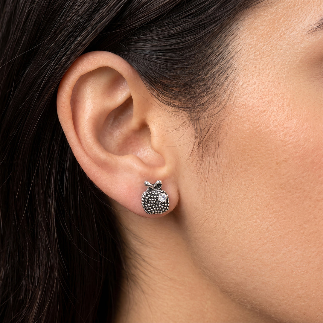 Stone Apple Stud Earrings - Small