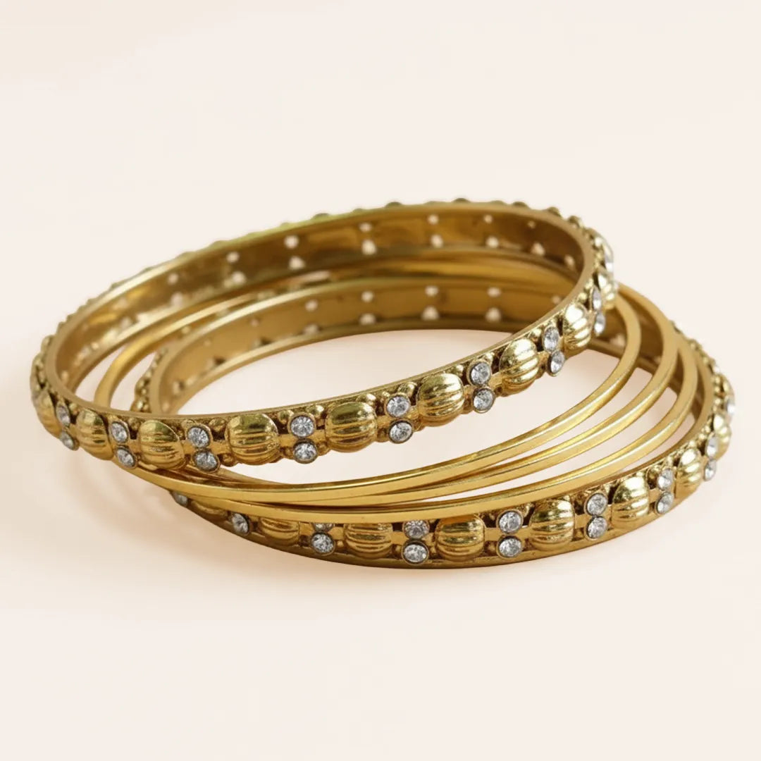 Stone Bronze Bangle Set