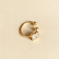 Stone Cube Golden Nose Ring