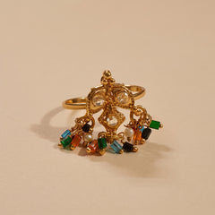 Stone Multi Beads Toe Ring - Sizeable