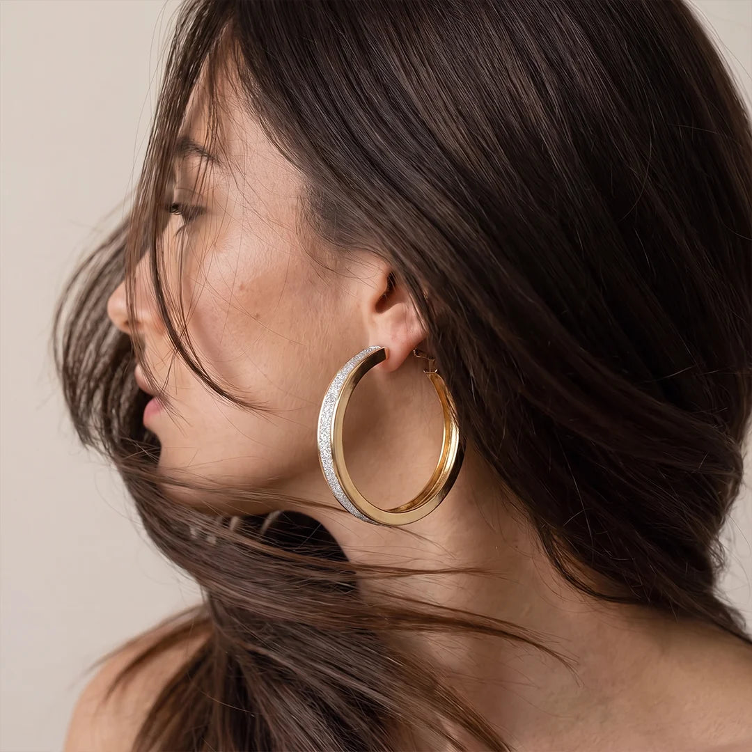 Thick Silver Hoop Earrings- Large Size