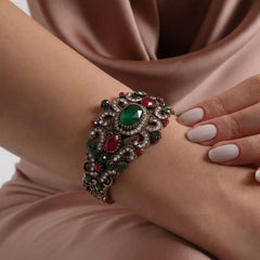 Turkish Bangle Bracelet - Green Stone