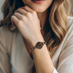 Turkish Floral Stone Chain Bracelet