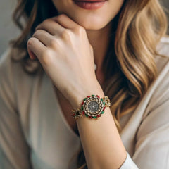 Turkish Floral Stone Golden Watch