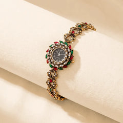 Turkish Floral Stone Golden Watch