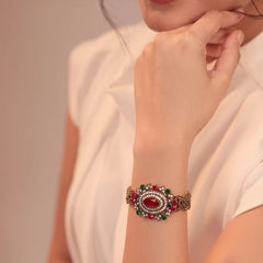Turkish Shahi Red Stone Golden Bracelet
