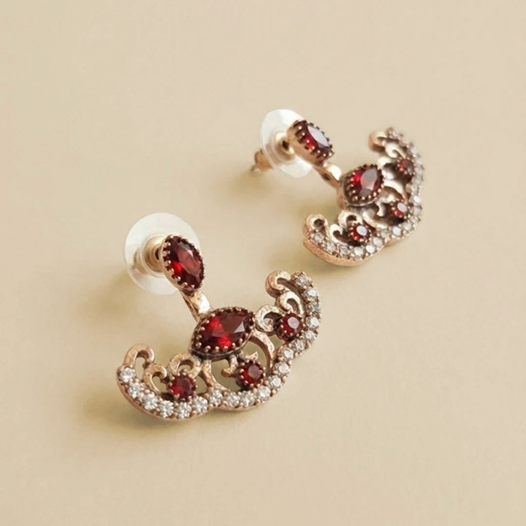 Turkish Red Floral Earrings