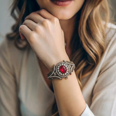 Turkish Red Stone Bracelet Bangle - Size 2.5