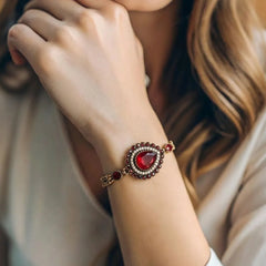 Turkish Teardrop Red Stone Golden Bracelet