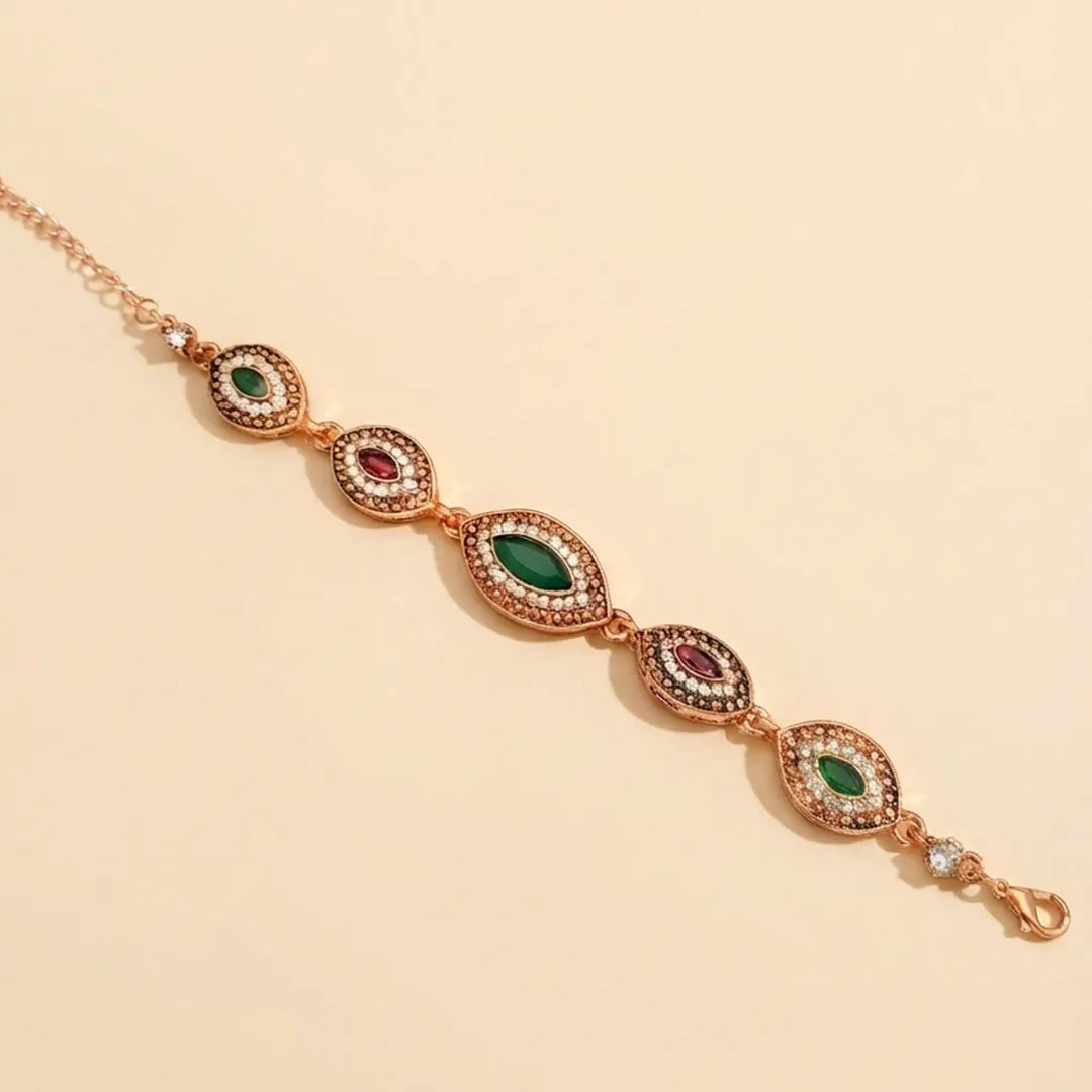 Turkish Teardrop Stone Golden Bracelet