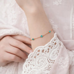 Turquoise Stone Golden Bracelet - Shein