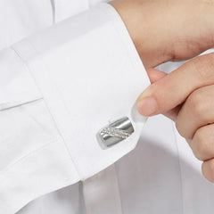 Silver Cross Stone Cufflinks