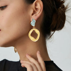 White-Black Metallic Earrings
