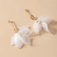White Acrylic Floral Earrings