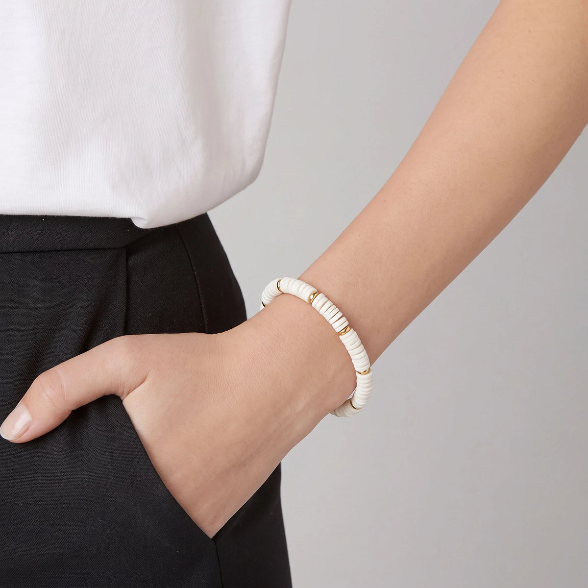 White Faux Stone Bracelet - Shein