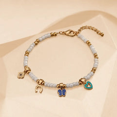 White & Golden Beads Bracelet - Shein