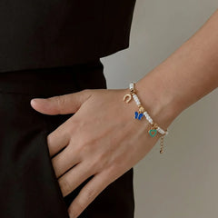 White & Golden Beads Bracelet - Shein