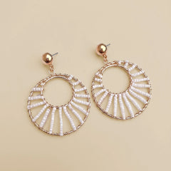 Golden White Beads Earrings