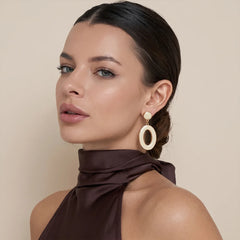 White Ring Metallic Earrings
