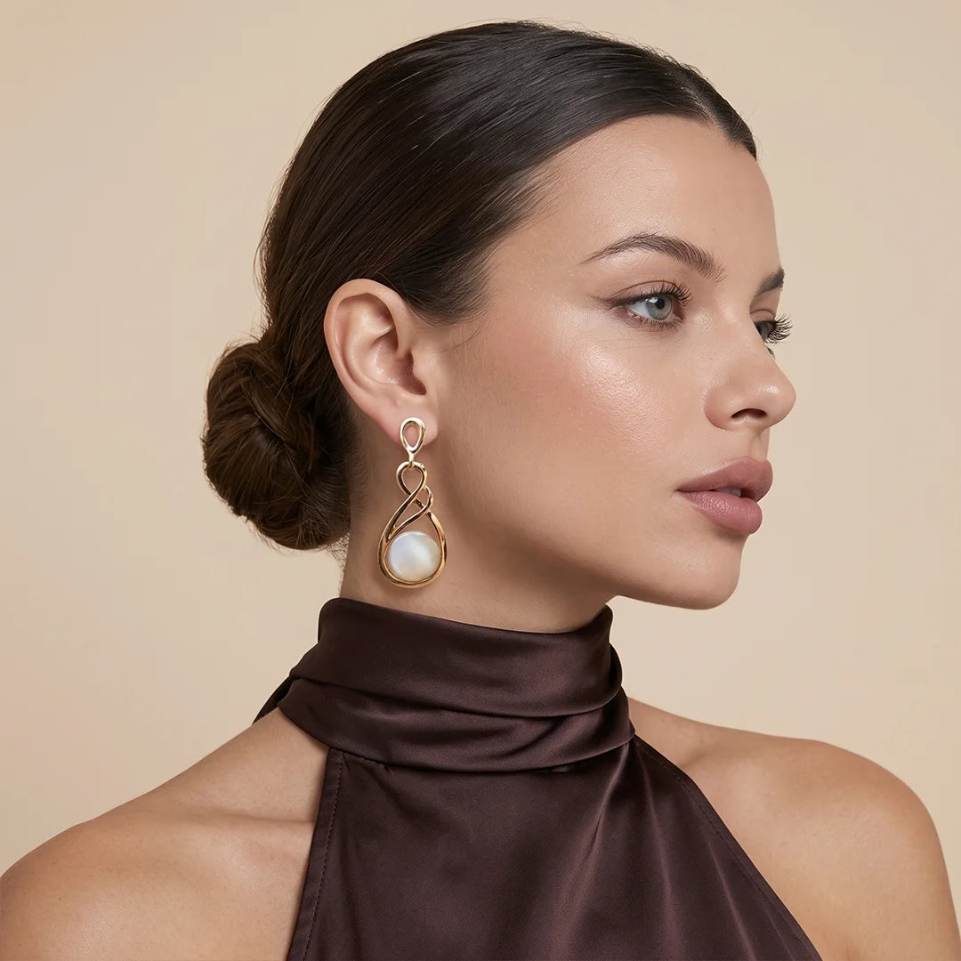 White Stone Drop Earrings