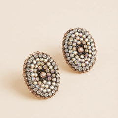 White Stone Stud Earrings - Round