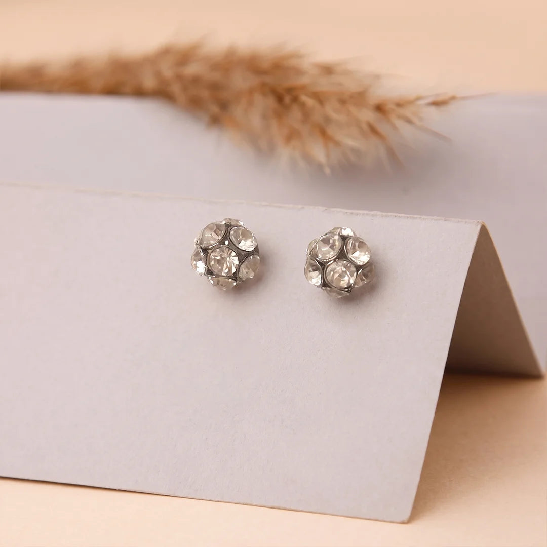White Stone Stud Earrings - Small