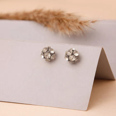 White Stone Stud Earrings - Small